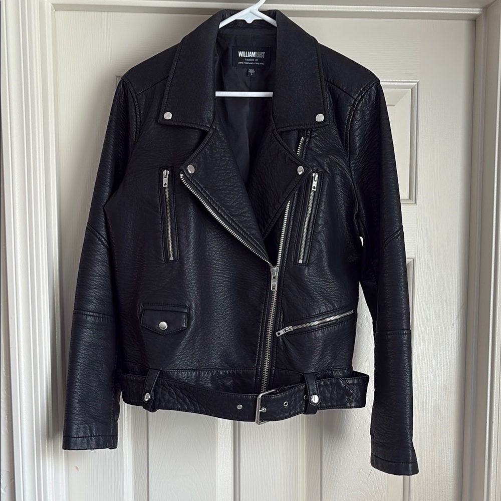 William Rast Black Moto Leather Jacket Asymmetrical Zipper